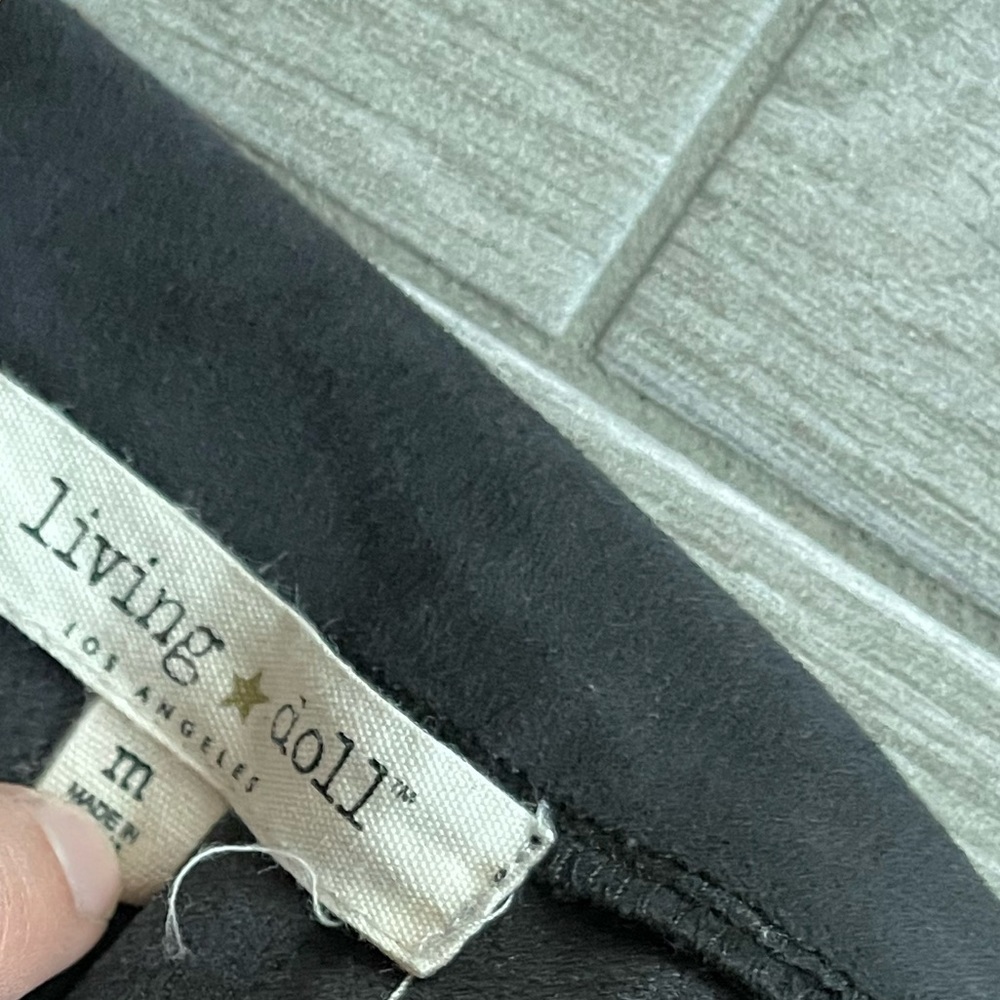 Living Doll Faux Suede Black Mini Skirt, Tie Front Wrap Style—Size Medium• - Picture 6 of 11